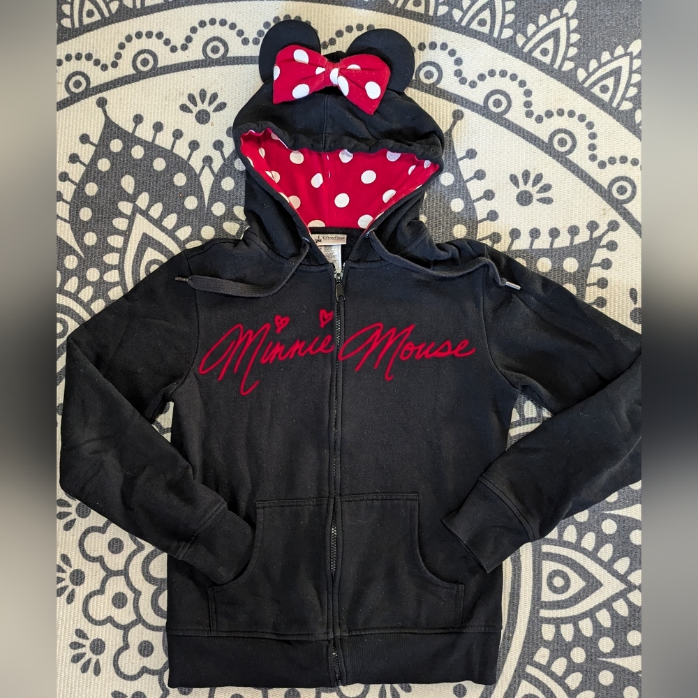 DisneyParks Authentic Minnie Mouse Ears Zip up Hoodie Size Sm